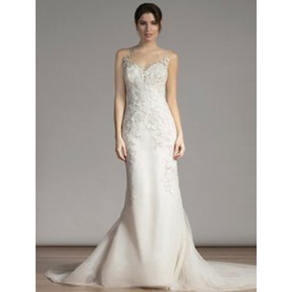 Liancarlo Bridal 6855 Ivory Sleeveless V-Back Trumpet Lace Wedding Dress Gown 10
